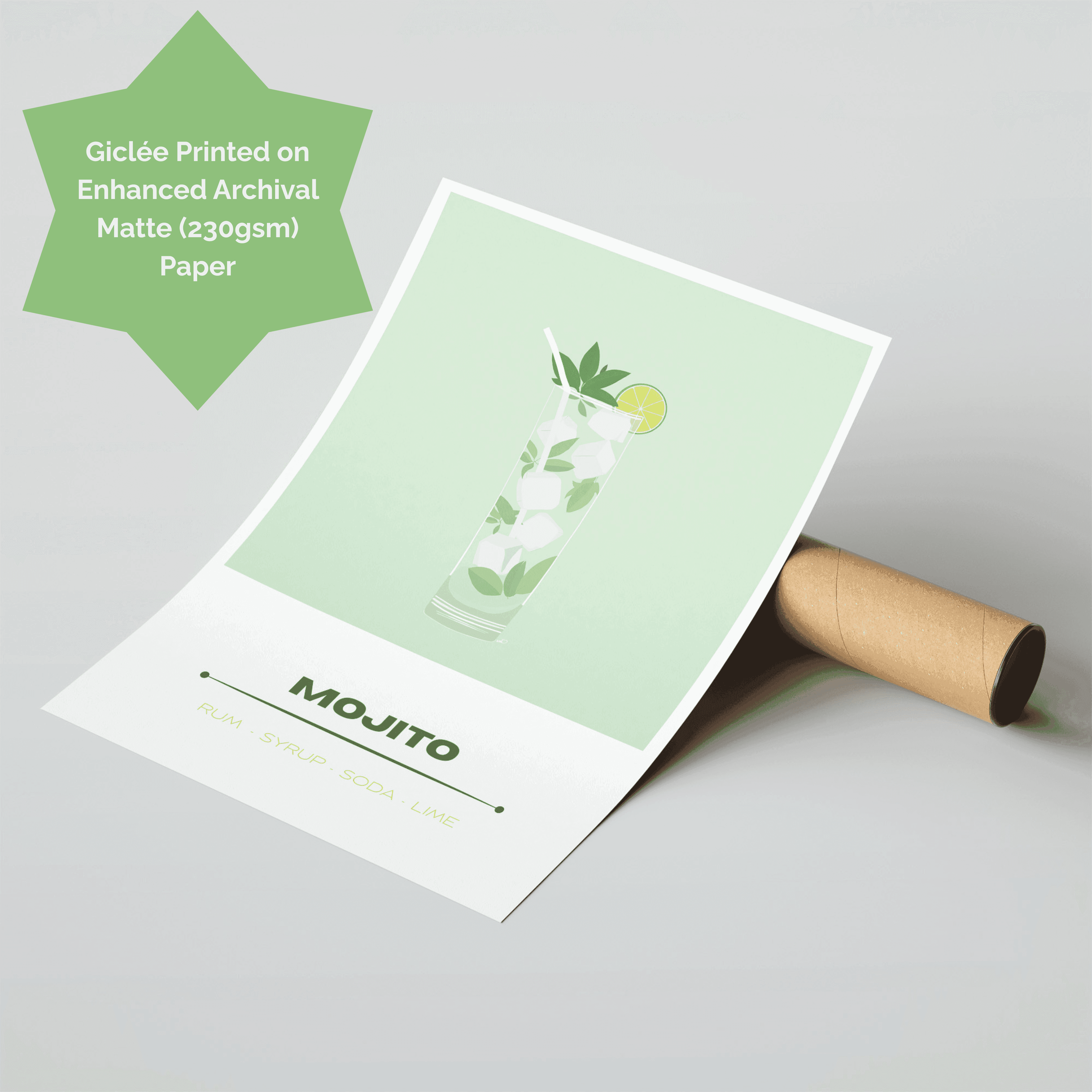 Cocktail Hour Art Print | MOJITO | A3 Giclée Illustration - Image 2