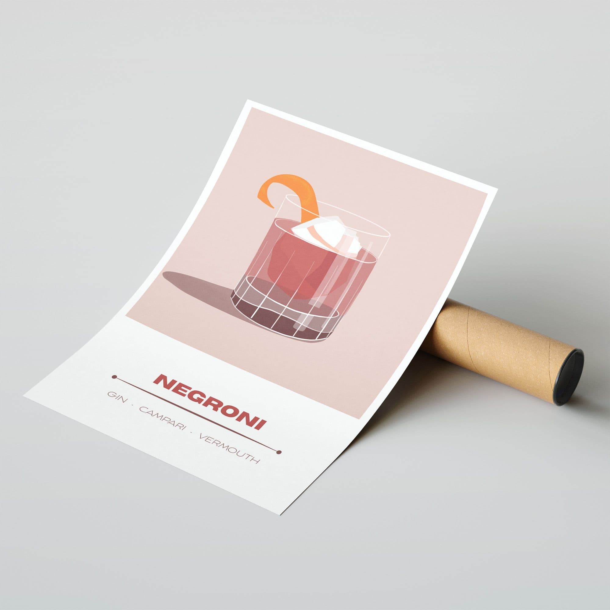 Cocktail Hour Art Print | NEGRONI | A3 Giclée Illustration - Image 3