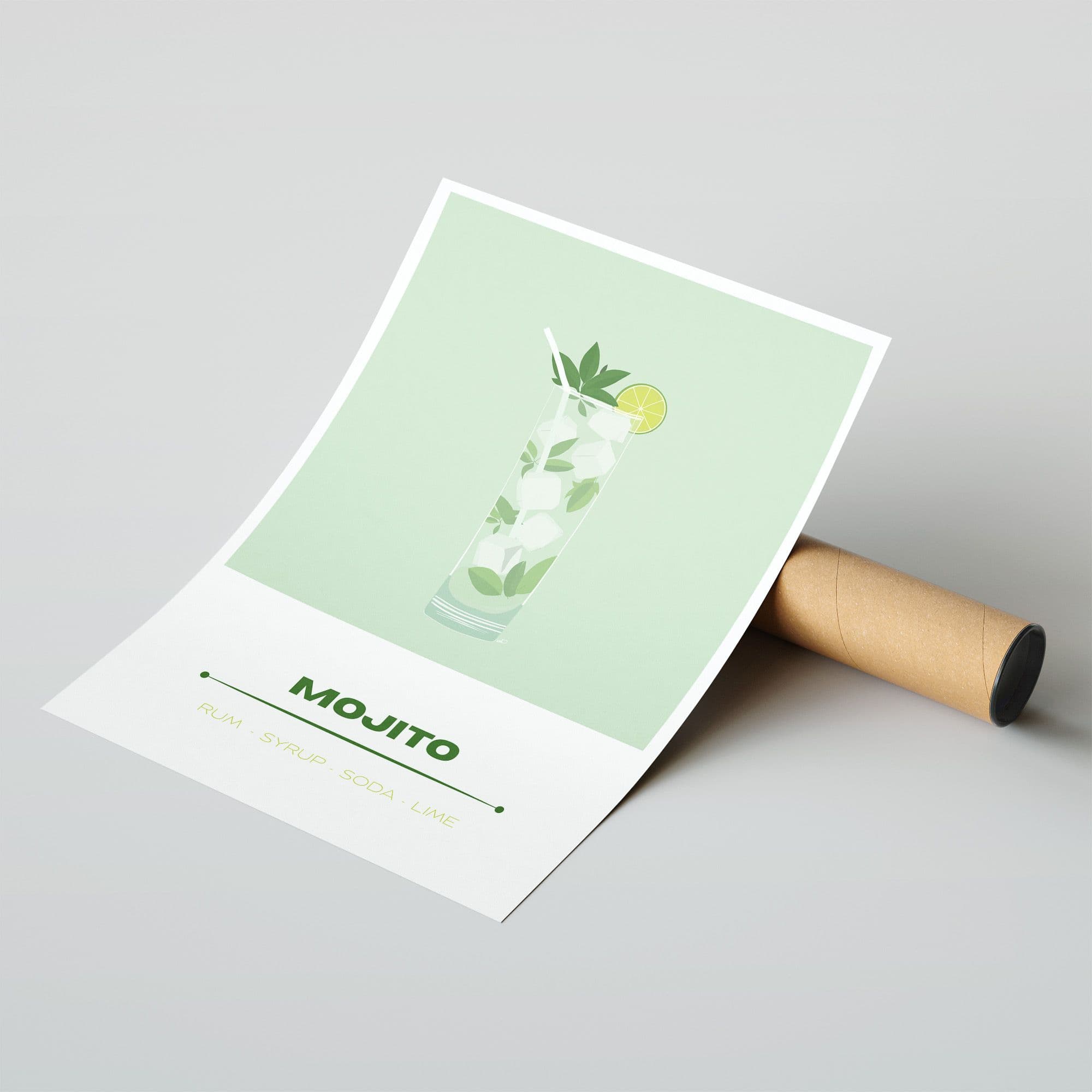 Cocktail Hour Art Print | MOJITO | A3 Giclée Illustration - Image 3