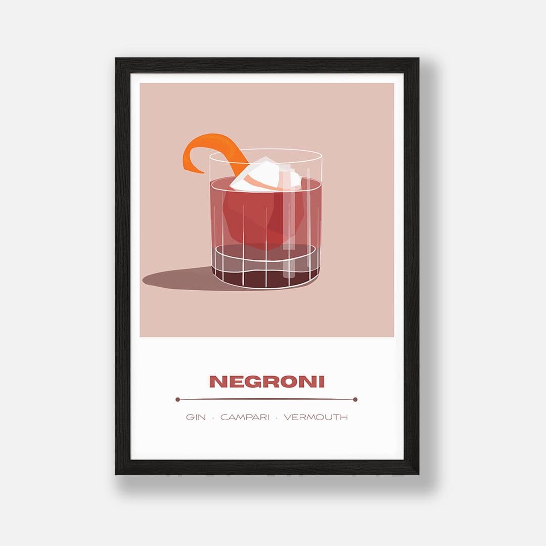 Cocktail Hour Art Print | NEGRONI | A3 Giclée Illustration - Image 1